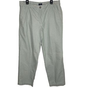 IZOD Pants Chino Straight Fit Flat Front Classic Cotton Casual Mens 36x30 Green